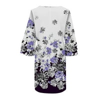 HHEI_K Maxi haljina Ženski modni ljetni temperament Elegantni svježi ispisani V-izrezni rukavi mini haljina