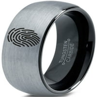 Tungsten Sigurnosni otisak prsta za skeniranje prsten za muškarce Muškarci Žene Udobne fit crnoj kupola