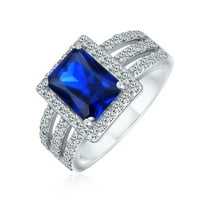 3CT Imitacija Sapphire Royal Blue CZ zaručnički prsten srebra