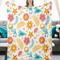 Retro cvjetna flanel pokrivač s jastukom na kauč na kauč na kauč za dnevni boravak ultra-meka flanel