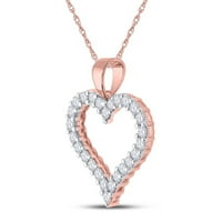 Dijamantna ponuda 14kt Rose Gold Womens okrugli dijamantski privjesak za srce CTTW