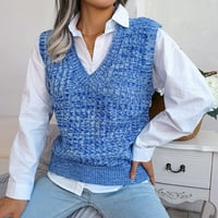 Ženske modne džempere za žene plus veličine casual V-izrez pulover košulja Collision boja rukava bez