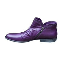 Ženske plijene za gležnjeve Ležerne blok peta Boot bode zip čizme Žene V-CUT Cipele Dame Okrugli prsti