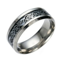 Zmajski prsten sa srebrnim zmajnim prstenom od nehrđajućeg zlatnog čelika čeličnih prstenova