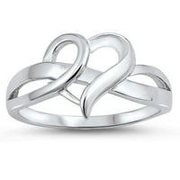 Infinity Heart Crnot Remise Ring. Sterling Silver Love Band nakit ženski muški unise veličine 7