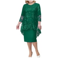 Ženske haljine rukave shift duljina koljena modna ljetna tiskana okrugla dekoltena haljina zelena m