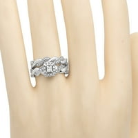 10k bijeli zlatni princezi Diamond twisted set prstena za brisanje