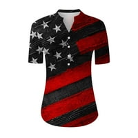 Smihono ženska tunika vrhova dnevnih majica Neovisnosti Majica kratkih rukava Patriotski patchwork grafički