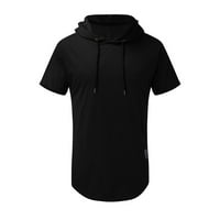 Crne polo majice za muškarce muške ljetne sportove i fitnes, majica s kapuljačom sa kapuljačom, kratkim rukavima