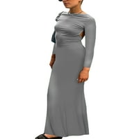 SDGHG Ženska haljina s dugim rukavima Ležerne prilike za riblje rubne haljine bez boje za zabavu bez