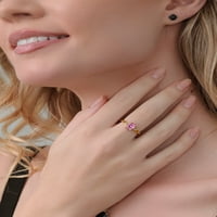 Gem Stone King 18K žuti pozlaćeni srebrni ružičasti moissinski i plavi tanzanite 3 kameni prstenovi za žene
