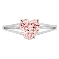 1.0ct Heart Cut ružičasti simulirani dijamant 14k bijelo zlatni godišnjica za angažman prsten veličine 10.75