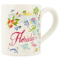 Florida Državna karta klasična i slonovača i crvena keramička šolja za kafu