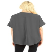 Moa kolekcija Ženska tkanina V izrez Top bluza s kratkim rukavima, gumb dolje, žensko