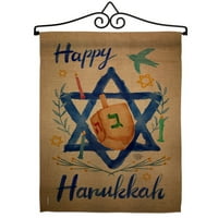Happy Hanukkah Garden Flag set x18. Dvostrano dvorište baner