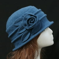 Ruhuadgb Vintage Wone Wool Church Cloche Cloche Hat Hat Lady kašika Zimska cvijeća kapa