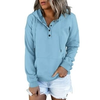 Hoodies za žene Soild Color s kapuljačom s kapuljačom dugih rukava, pulover sa džepom