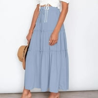 Ženska suknja od rufffle ljeta Boho elastična struka nagnuta a-linija Flowy Swiered Swire swire haljina s dugim plažama