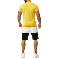 Yubnlvae odijela za muškarce setovi Ljeto kratka ležerna muška odjeća set tanki rukavi sportski slobodno vrijeme kratki muški odijelo i skup Žuta