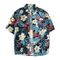 Muške havajske cvjetne košulje pamučne tipke dolje tropske ljetovanje na plaži s džepom majice muškarci modni ispisani majica kratkih rukava