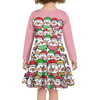 Božićne haljine s dugim rukavima Veličina 9-godina Ležerni crtić snjegović Dječji ljuljački klizač haljina