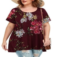 Niveer Women plus veličine vrhovi prevelizirani ljetni T majica Floral Print Majica Modna bluza Kratki