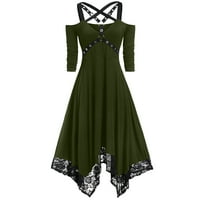 Haljina Romper haljina casual kratke žene punk plus veličine otvorene rame čipke špagete remen dugih rukava Gotička haljina