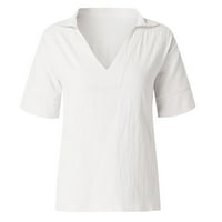 Žene plus veličina Ženska vintage čipka patchwork luk V-izrez Tri četvrtine bluze Top majica s