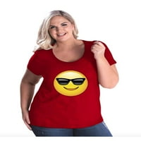 MMF - Ženska majica plus veličine, do veličine - Emoji sa sunčanim naočalima