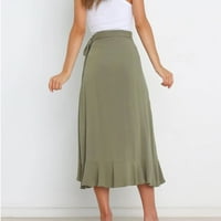 Cuoff suknja Ženska jednodijelna čipkasta maxi suknja nepravilna kuka za omotača čvrstog boja