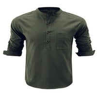 Avamo Muške Slim Fit Henley Neck T majice Dugi rukav Solid Boja vrhova modna bluza Pocket Pocket Sport