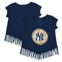 Djevojke Mladića Tiny Turpap Mornarica New York Yankees Prošižena majica za bejzbol Fringe