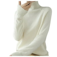 SoeighXZC ženski pulover Dugene tverleneck džemperi dugih rukava Klintni vrhovi Ležerne bluza Outerwear