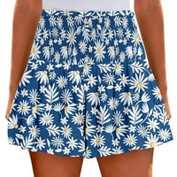Huaai Womens Ljetne kratke hlače Labavi visokog struka elastičnog ruba Ležerne prilike ljetne plaže kratke hlače plavi xl