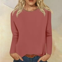 Zkozptok ženske dukseve Fall Crewneck vrhovi pulover dugih rukava, ružičaste majice, ružičaste, m