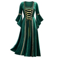 MAFYTYTPR Gothic odjeća Women plus veličina Ženska plus veličina hladnog patchwork zavoja dugih rukava duga haljina
