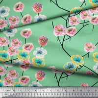 Soimoi Zelena pamučna kambrična tkaninska tkanina Peony cvjetna ispis tkanina sa dvorištem