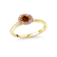 GEM kamen kralj 10k žuti zlatni prsten sa bijelim zlatnim zupčanim prstima ružičastom laboratorijama