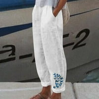 Ernkv ženske pamučne bančane hlače za čišćenje bandelion Print Retro moda Visoka elastična struka odjeću