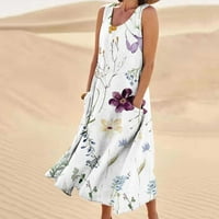 HOMEComing haljine Žene Ljetni modni ženski ljetni modni casual ispis bez rukava za okrugli vrat džepni