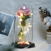 Ljepotica i zvijer umjetna ruža cvijeće ružičasta stakla ruža svila sa LED svjetlosnom dar