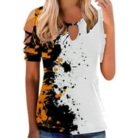 Youmylove Žene Letnje Ležerne modne šuplje bluza s kratkim rukavima Dugme Majica Flow Flower Print Top