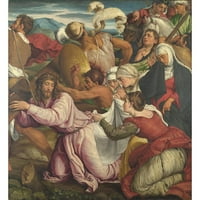 Bassano, Jacopo crni moderni uokvireni muzejski umjetnički ispis pod nazivom - put do kalvarije