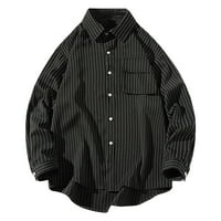 Modni muški majica s dugim rukavima Otvorena prednja labava gornja odjeća Striped bluza za bluzu na