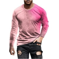 Zodggu Pokloni Modna muška bluza Top Line 3D Print Color Contrast Trendy Pulover T majice za muškarce Slim Fit Ležerne prilike, Ležerne prilike s dugim rukavima izrez Muškarci Leisure Ružičasta 8