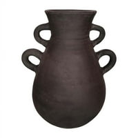 Sagebrook Home 18252- In. Terrakotta vaza sa ručkama, crna
