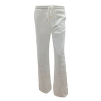 Relanfenk ženske casual pantalone i ravne čvrste elastične hlače duge posteljine za vuču ženske pamučne