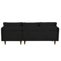 Moderna površina L-oblika kauč meka baršunasta kauč sa drvenim nogama crnim