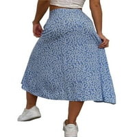 Ženska midi suknja bočna proreza cvjetna suknja s visokom strukom povremena linija dugačka suknja ljuljačka