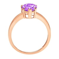 1. CT sjajan krug Clear Simulirani dijamant 18k ružičasto zlato pasijans prsten sz 7.25